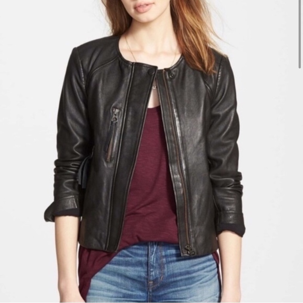 Madewell Metropolis Leather Collarless Jacket